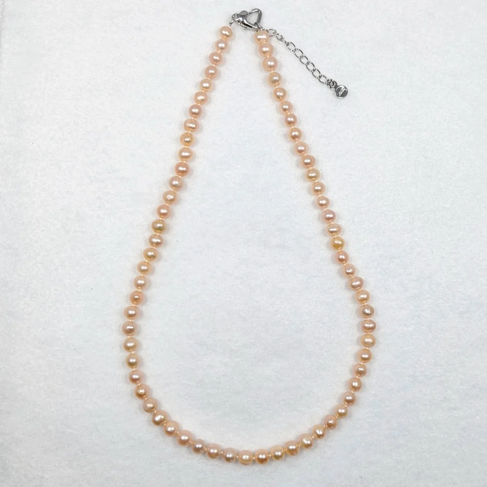 REAL 6-7mm Peach Pearl Necklace - Picture 2 of 10